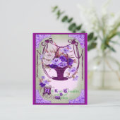 Carte postale vintage Floral Anniversaire (Debout devant)