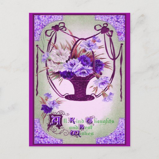 Carte postale vintage Floral Anniversaire (Devant)