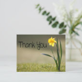 Carte Postale Vintage Floral Merci Jaune Daffodique Fleur (Debout devant)