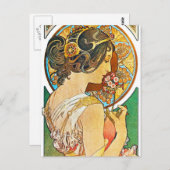 Carte Postale Vintage Floral Mucha (Devant / Derrière)