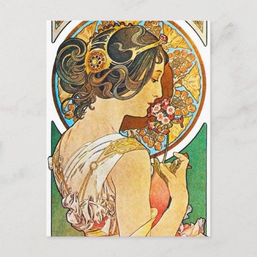 Carte Postale Vintage Floral Mucha (Devant)