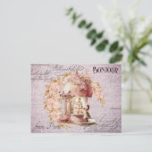 Carte Postale Vintage Floral Paris Café (Debout devant)