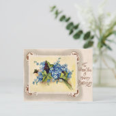 Carte postale vintage florale victorienne d'annive (Debout devant)