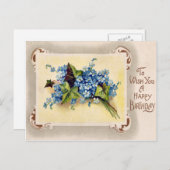 Carte postale vintage florale victorienne d'annive (Devant / Derrière)