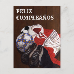 Carte Postale Vintage Football Soccer FELIZ CUMPLEAÑOS Card