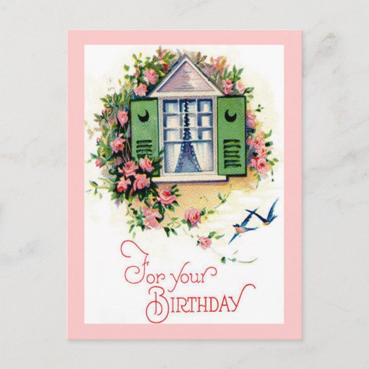 Carte Postale Vintage For Your Birthday Card (Devant)
