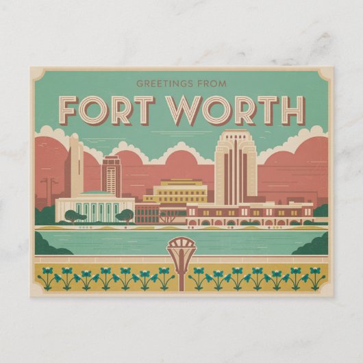 Carte postale vintage Fort Worth | Salutation (Devant)