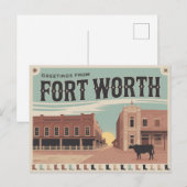 Carte postale vintage Fort Worth | Salutation (Devant / Derrière)