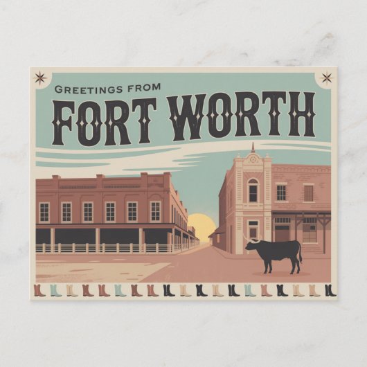 Carte postale vintage Fort Worth | Salutation (Devant)