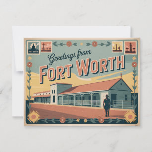 Carte postale vintage Fort Worth Salutation