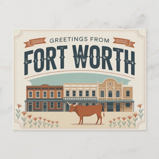 Carte postale vintage Fort Worth | Salutation (Devant)