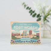 Carte postale vintage Fort Worth | Salutation (Debout devant)