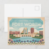 Carte postale vintage Fort Worth | Salutation (Devant / Derrière)