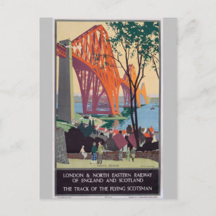 Carte Postale Vintage Forth Bridge Scotland Railroad Travel Art