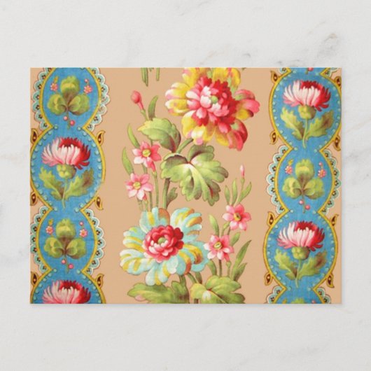Carte Postale Vintage Français Floral Textile Motif (Devant)