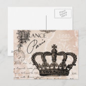 Carte Postale vintage français moderne shabby chic couronne (Devant / Derrière)