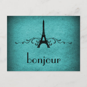 Carte postale vintage française, Turquoise