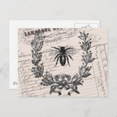 Carte Postale Vintage French Chic Honey Bee (Devant / Derrière)