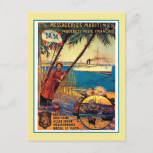 Carte Postale Vintage French ocean cruise travel advertising