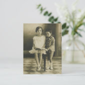 Carte Postale Vintage Frère et soeur (Debout devant)