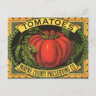 Carte Postale Vintage Fruit Crate Étiquette Art, Wayne Co Tomate