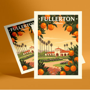 Carte Postale Vintage Fullerton, Californie