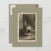 Carte postale vintage - Garçon et fille (Devant / Derrière)