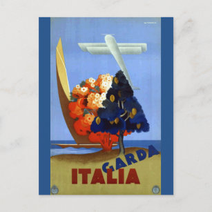 Carte Postale Vintage Garda Italie Europe Air Travel