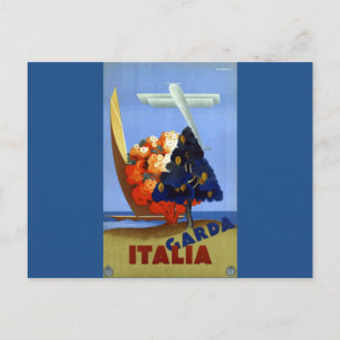 Carte Postale Vintage Garda Italie Europe Air Travel
