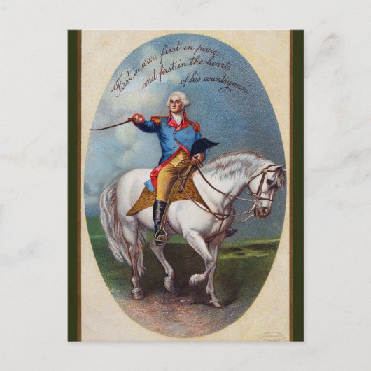 Carte Postale Vintage George Washington à cheval (Devant)