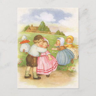Carte Postale Vintage Georgie Porgie Mère Goose Nursery Rhymes