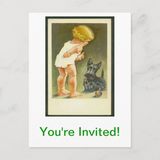 Carte postale vintage Girl et Scottish Terrier (Devant)