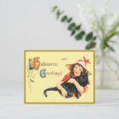 Carte Postale Vintage Girl Et Son Chat (Debout devant)