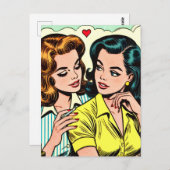 Carte Postale Vintage Girls Romance (Devant / Derrière)