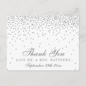 Carte Postale Vintage Glam Silver Confetti Mariage Merci (Devant)