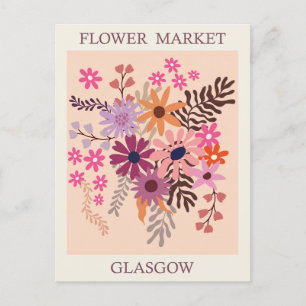 Carte Postale Vintage Glasgow Scotland Flower Market Travel