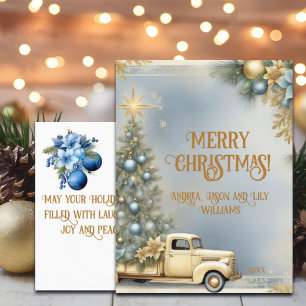 Carte Postale Vintage Gold Car Christmas Tree Parties scintillan