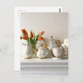 Carte postale vintage Gold Luster Afnoon Tea (Devant / Derrière)