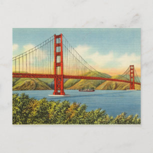 Carte Postale Vintage Golden Gate Bridge San Francisco Travel