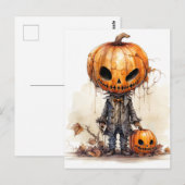 Carte Postale Vintage gothique Halloween Citrouille Fiend (Devant / Derrière)