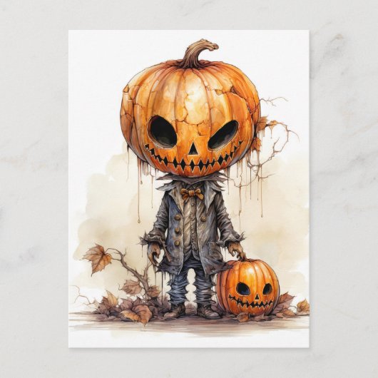 Carte Postale Vintage gothique Halloween Citrouille Fiend (Devant)