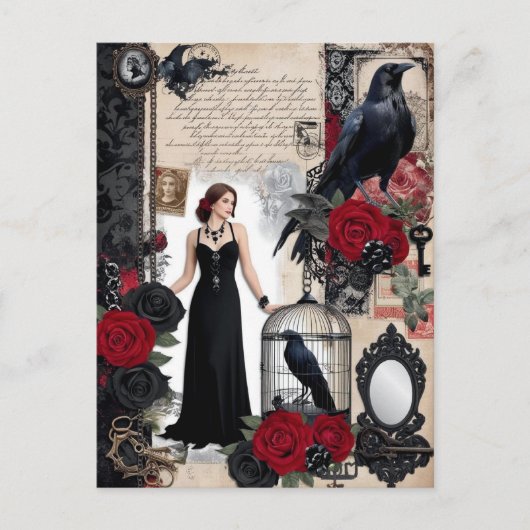 Carte Postale Vintage gothique romantique Élégant (Devant)