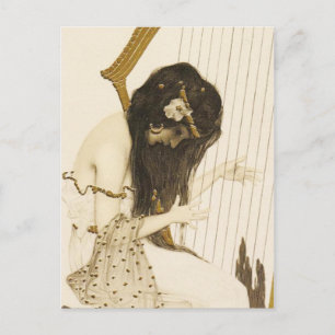 Carte postale vintage grec Harpist