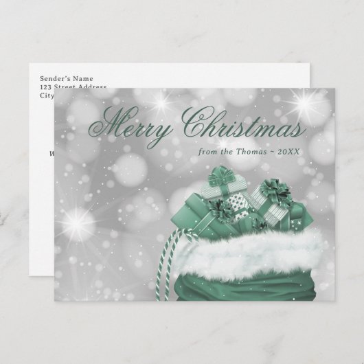 Carte postale vintage Green Joyeux Noël (Devant / Derrière)