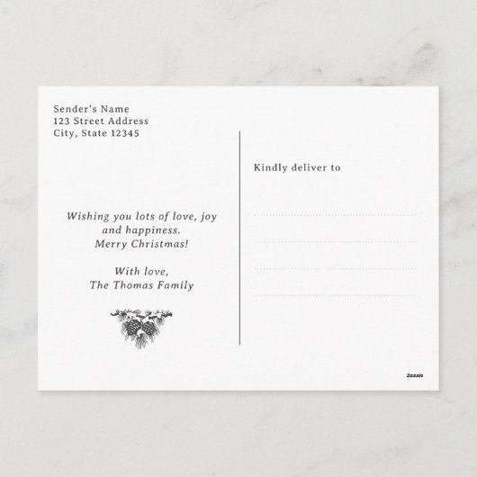 Carte postale vintage Green Joyeux Noël (Dos)