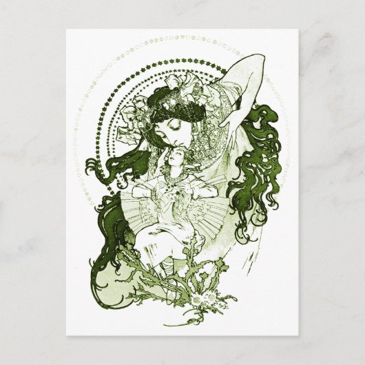 Carte Postale Vintage green lady art (Devant)