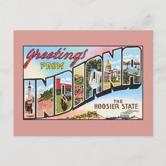 Carte Postale Vintage greetings from Indiana (Devant)