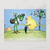 Carte postale vintage grenouille et poussin (Devant)