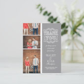 Carte postale vintage Gris et Merci blanc (Debout devant)