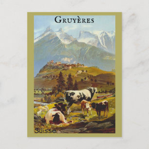 Carte Postale Vintage Gruyères Suisse Swiss Travel